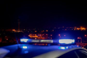 Police car guarding the city of Madrid