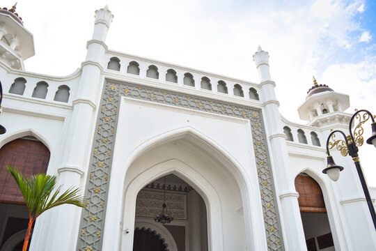 Close-up of the famous Kapitan Keling Mosque in George Town Penang in Malaysia