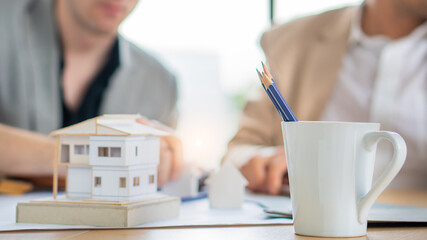 Real Estate business interior architect professional teamwork design video conference online...