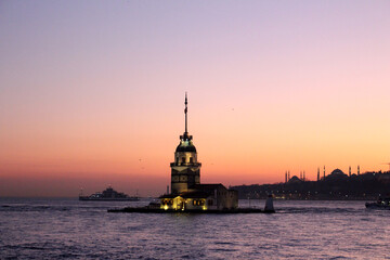istanbul city hall at sunset