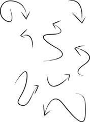 Grunge Dirt Arrow Vector. Dry Brush Stroke . Curved arrow set . sideways. black sign.  element for your design . distressed direction