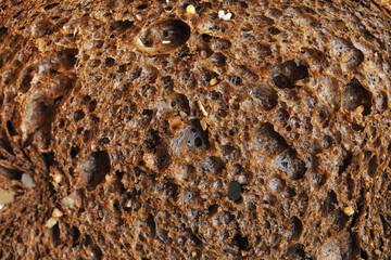Closeup of a brown slice of bread