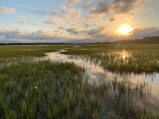 sunset over the river