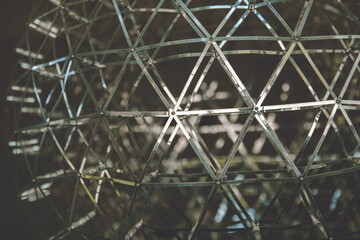 Futuristic metal weave polygon structure connection together vintage color tone abstract for ...
