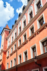 A fragment of a classical facade of the historic building