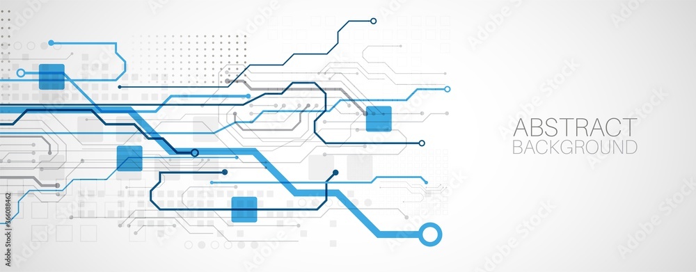 Poster Abstract technology concept. Circuit board, high computer color background. Vector illustration with space for content, web - template, business tech presentation.