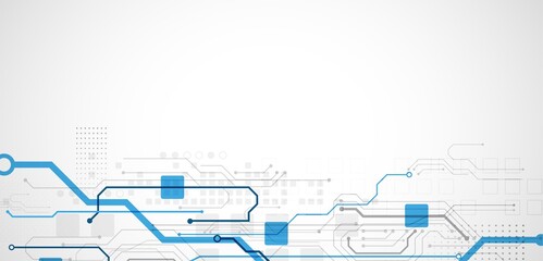 Abstract technology concept. Circuit board, high computer color background. Vector illustration with space for content, web - template, business tech presentation.