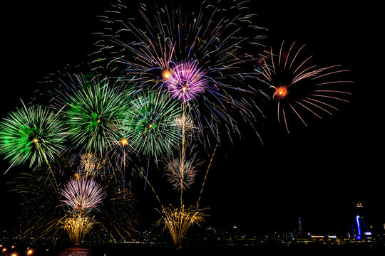 fireworks in the night sky