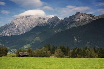Summer alpine landscape in National Park Hohe Tauern, Austria. Panorama of the Alps, National Park Hohe Tauern