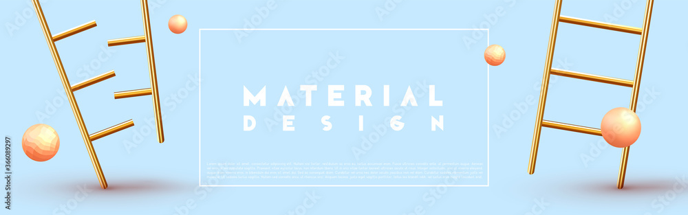 Poster modern minimal design with realistic 3d render objects. abstract background. art trend poster, banne