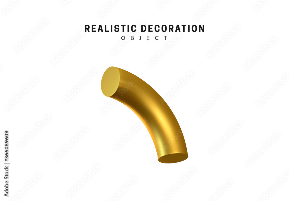 Poster 3d objects realistic metallic gold color. geometric elements isolated on white background. geometry 