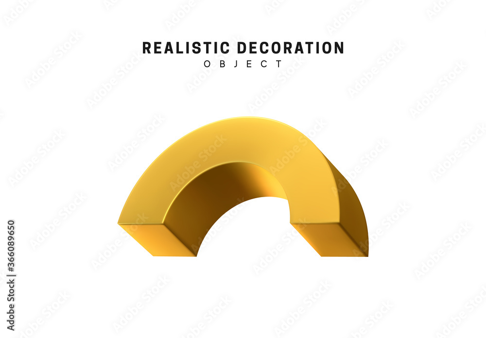 Poster 3d objects realistic metallic gold color. geometric elements isolated on white background. geometry 