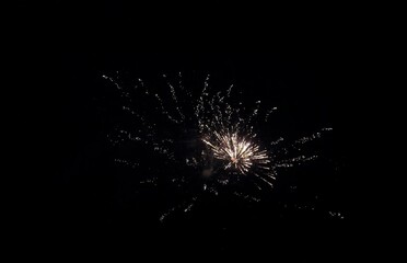 Festive fireworks against the black sky