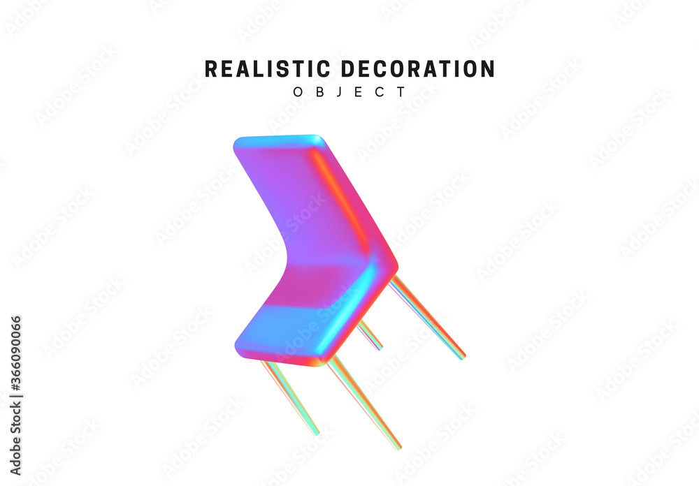 Poster chairs color hologram gradient. object 3d isolated on white background. vector illustration
