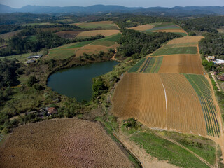 Green belt of Sao Paulo
Mogi das Cruzes, Brazil
Aerial view of vegetable crops and legumes. The...
