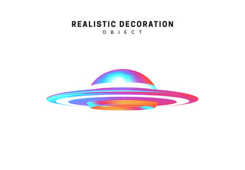 Unidentified flying object. UFO blue gradient color. Realistic 3d object isolated. Vector illustration © lauritta