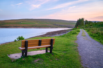 Seat at Burnhope Reservoir, which is located above the village of Wearhead in Weardale, County Durham