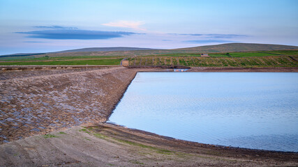 Dam at Burnhope Reservoir, which is located above the village of Wearhead in Weardale, County Durham