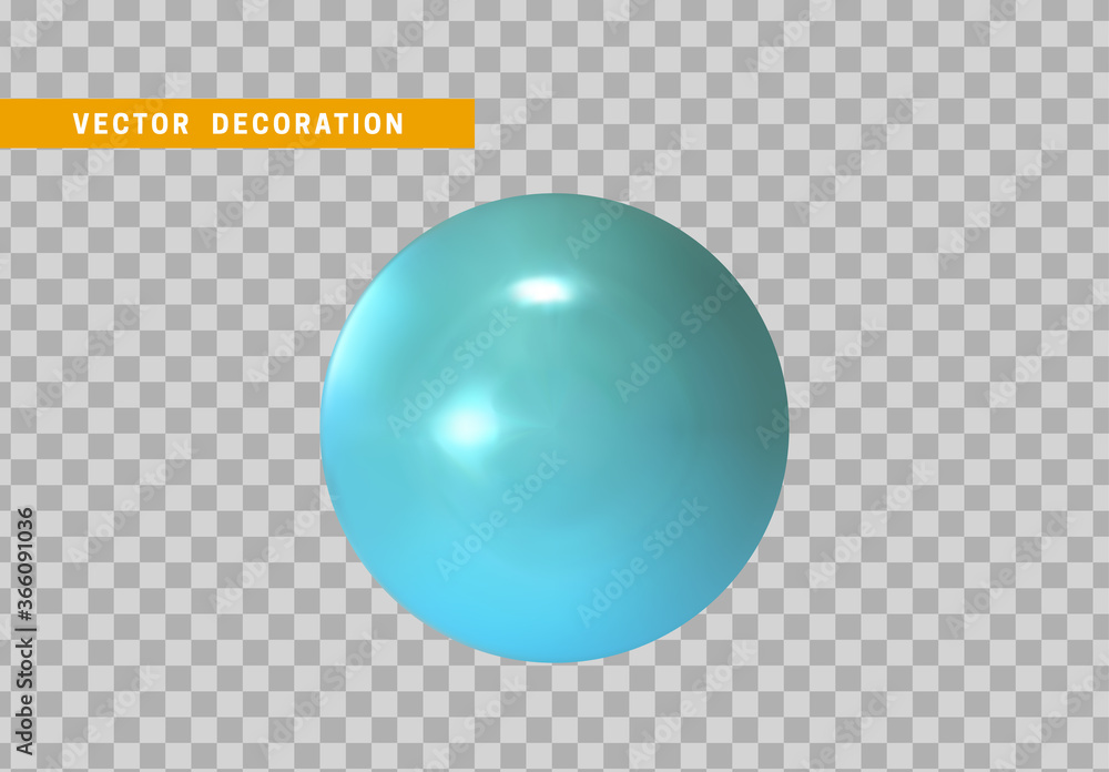 Poster round ball of blue color. glossy sphere on transparent background. the geometric shape of sphere. 3d