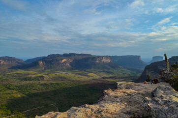 Ancient mountain in form of plateau composing a beautiful view. Located at Chapada Diamantina region in Brazil.