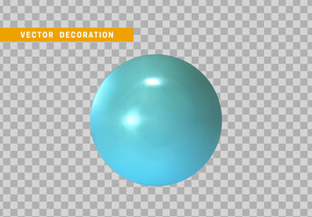 Round ball of blue color. Glossy sphere on transparent background. The geometric shape of sphere. 3D realistic object. vector illustration