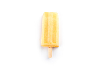 Cantaloupe popsicles placed on a white background