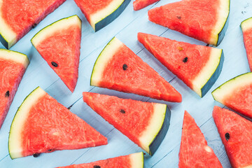 Homemade watermelon popsicles on a plate. Summer food concept.