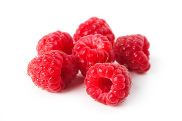 Handful of ripe raspberries