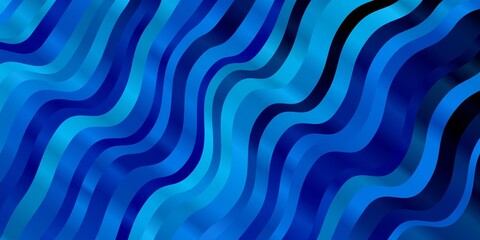 Dark BLUE vector pattern with wry lines. Colorful geometric sample with gradient curves.  Pattern for websites, landing pages.
