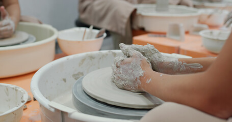 Pot clay art skill decoration workshop