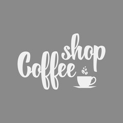 Logo template for a coffee shop or cafe. Emblems, badges, stickers. Elements of design. Hand lettering.