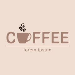 Logo template for a coffee shop, restaurant or cafe. Emblems, badges, stickers, banners. Coffee design elements.