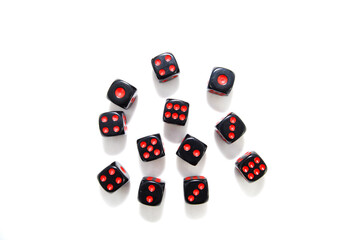 Dice on white background close up