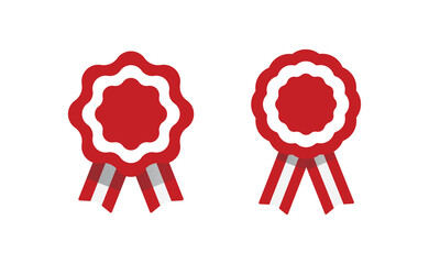 Peruvian cockade vector illustration. National symbol with Peru flag colors. Red and white rosette ribbon.