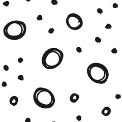 Doodle circles seamless pattern. Black dots texture background.