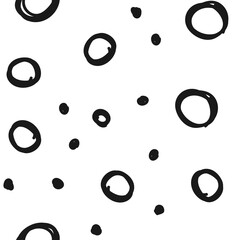 Hand drawn circles seamless pattern. Random dots loop texture background.