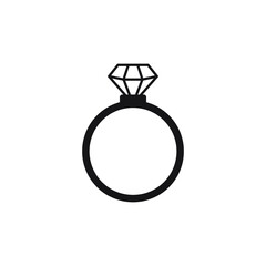 Wedding Ring With Diamond icon vector