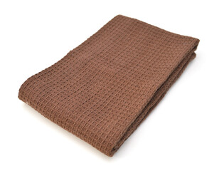 brown folded tablecloth isolated