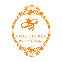 Organic and eco honey label- bee. 
