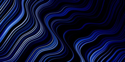 Dark BLUE vector template with curved lines. Abstract gradient illustration with wry lines. Pattern for ads, commercials.