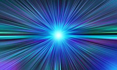 Abstract background. Background with blue rays coming from center. Background symbolizes great speed. Texture of the rays from the center. Blue line radial pattern. Blue abstract texture.