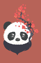 Panda with Sakura branch
