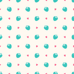 Summer Fruit background. Strawberry berries Seamless pattern. Strawberries with hearts. Abstract berry texture
