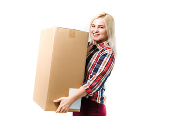 Moving House, Moving Office, Box. woman with box