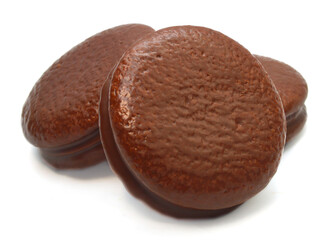 Chocolate cake isolated on white background