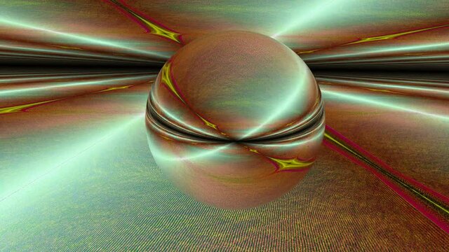 movement of a sphere reflecting 3D computer-generated image space, computer graphics, mirror