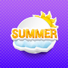 vector special offer summer label design template . Summer sale banner or badge with sun and text on summer violet background
