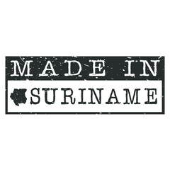 Made In Suriname. Stamp Rectangle Map. Logo Icon Symbol. Design Certificated.