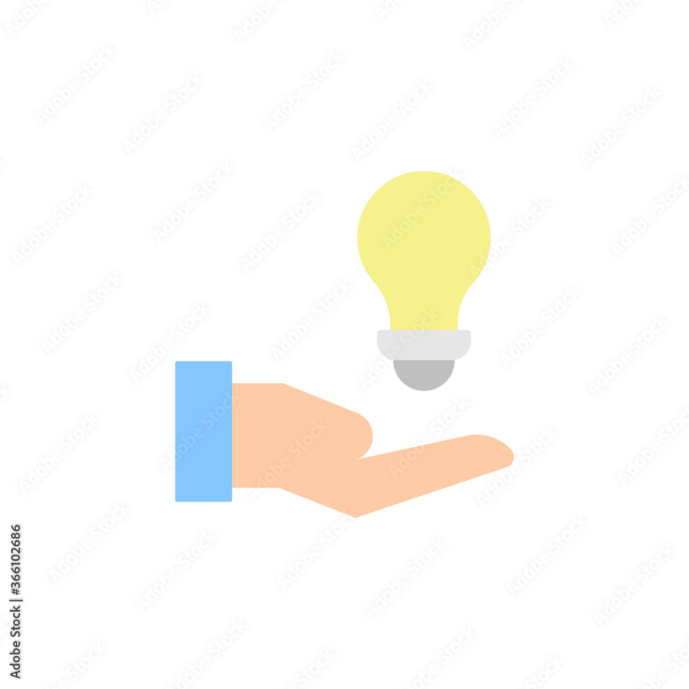 Poster hand, bulb, idea icon. simple color vector elements of knowledge icons for ui and ux, website or mob