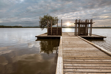 Naklejka premium landscape of Lake Leon in southwestern France